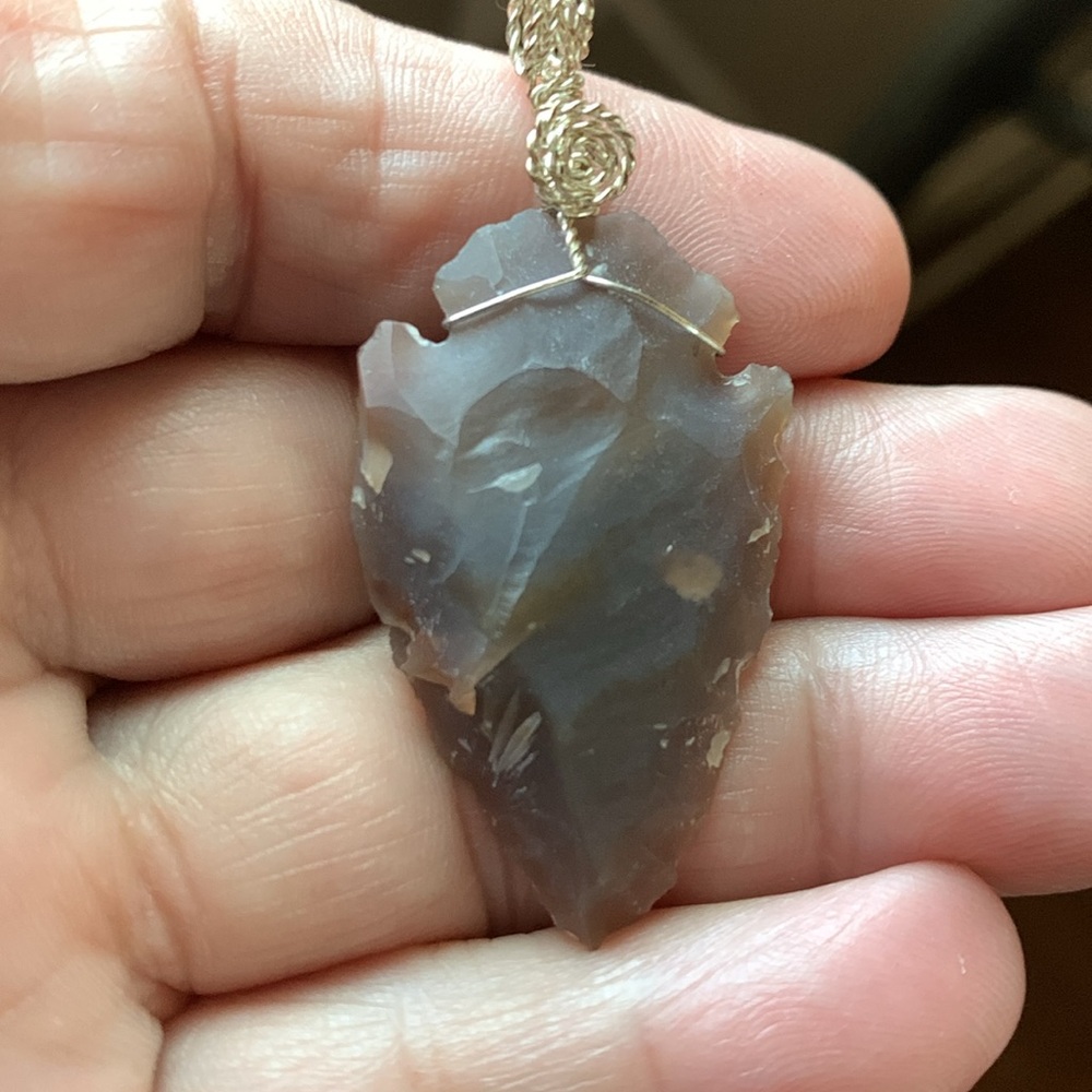 Arrow Head Style Pendant with Silver Wire Loop
